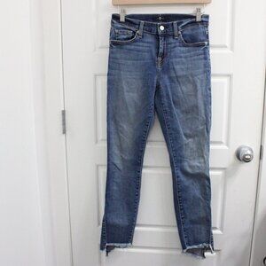 7 for all mankind Size 26‎ Mid Rise Skinny Raw Edge Step Hem Detail